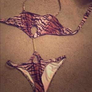 Fashion Nova pink Print Cutout Bikini